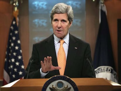 El secretario de Estado, John Kerry, durante la conferencia de prensa.