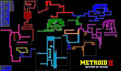 Mapa del 'Metroid II' original.