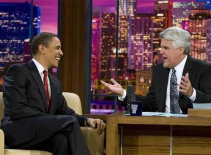 El presidente de EE UU, Barack Obama, durante su entrevista en el programa de Jay Leno