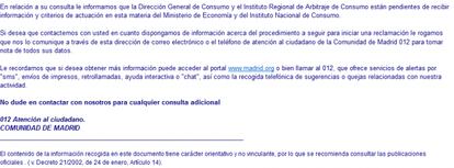 Correo electrónico de Atención al Ciudadano de la Comunidad de Madrid