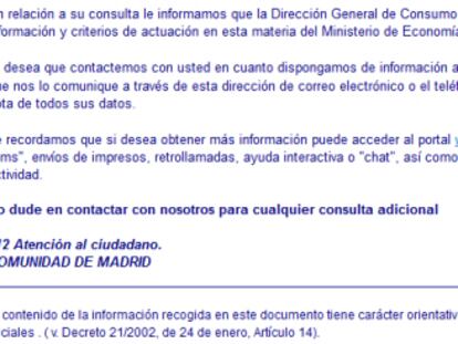 Correo electrónico de Atención al Ciudadano de la Comunidad de Madrid