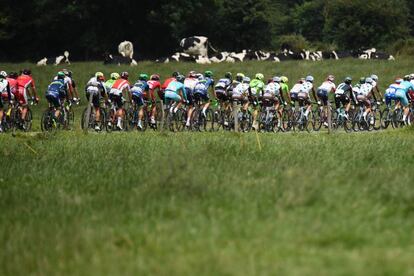 El pelotón de la primera etapa del Tour de Francia 2016.