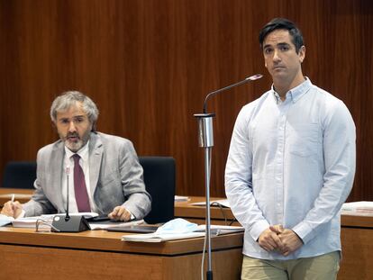 Rodrigo Lanza, durante el segundo juicio por el conocido como ´crimen de los tirantes', celebrado en la Audiencia Provincial de Zaragoza en septiembre de 2020.