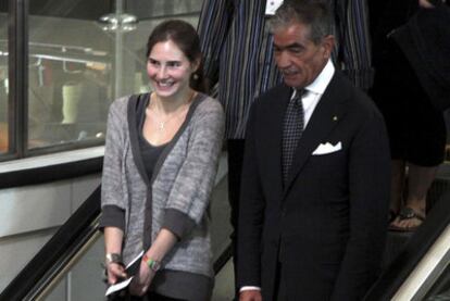 Amanda Knox en el aeropuerto de Fiumicino, antes de partir a EE UU.