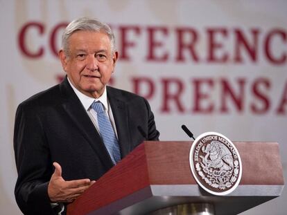 López Obrador, durante su conferencia de prensa de este lunes.