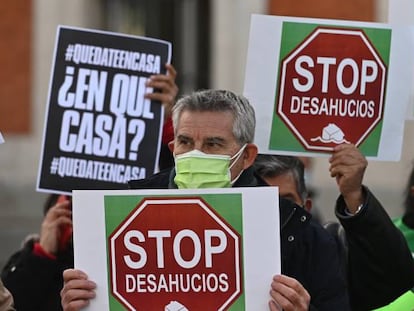 Manifestación para exigir el cese de desahucios, la semana pasada en Madrid.