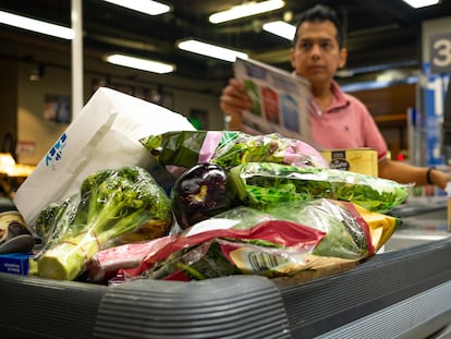 Caja de pago de un supermercado.