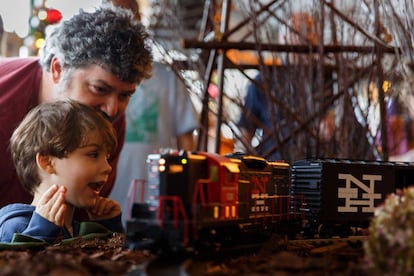 Asistentes al tradicional Holiday Train Show, en el Jardín Botánico de Nueva York.