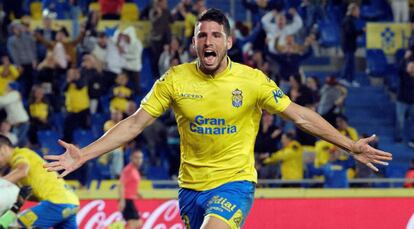 Calleri celebra un gol de Las Palmas.