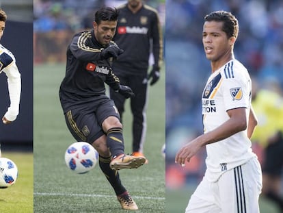 Jonathan, Vela y Giovani, durante la temporada en la MLS.