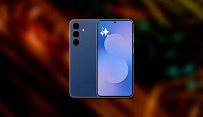 Samsung Galaxy S25 FE  con imagen de fondo y de color azul