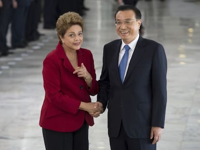 Dilma e o premi&ecirc; chin&ecirc;s Li Keqiang.
