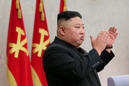Kim Jong-un, durante una reunión del Comité Central del Partido de los Trabajadores de Corea en Pyongyang, este lunes.