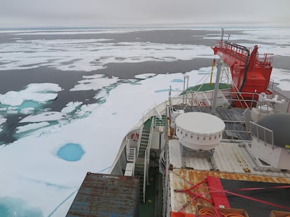 Mar de Wandel, al norte de Groenlandia, el 16 de agosto de 2020, dos días después de tener la menor concentración de hielo registrada en él.