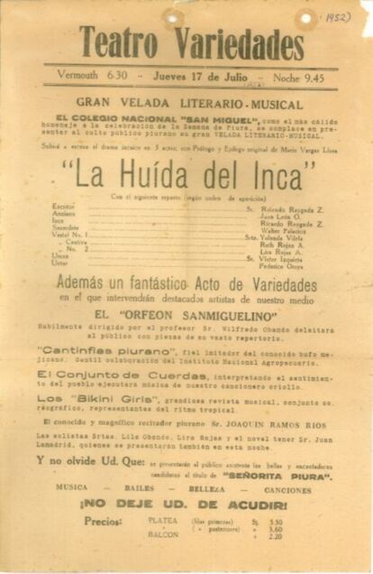 En una de las salas de la muestra, Vargas Llosa reconoce: "Si en Lima hubiera habido un movimiento teatral, hubiera sido dramaturgo".