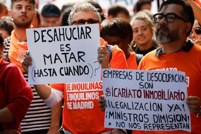 Manifestación que bajo el lema 'Se acabó. Bajaremos los alquileres', el 13 de octubre en Madrid.