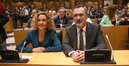 La presidenta del Congreso, Meritxell Batet, y el presidente del Senado, Manuel Cruz.