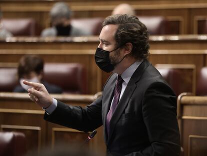 El portavoz de Vox, Iván Espinosa de los Monteros, este miércoles en el Congreso.