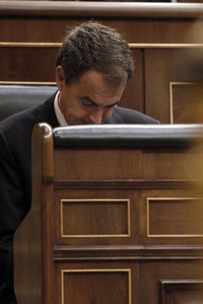 José Luis Rodríguez Zapatero, ayer en su escaño.