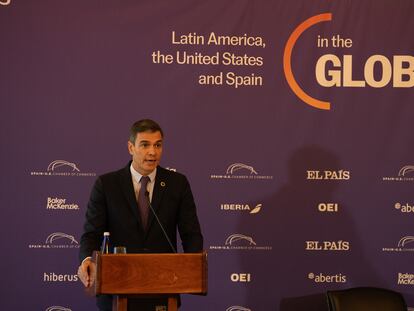 Pedro Sánchez participa en el foro 'Latinoamérica, Estados Unidos y España en la economía global', en Nueva York.