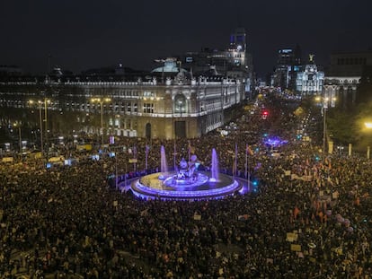 Vista general de la manifestación del 8 de marzo de 2018 en Madrid.