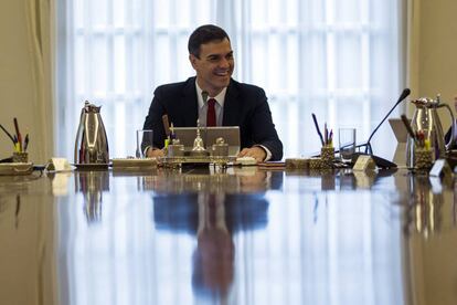 Pedro Sánchez, presidente del Gobierno, el viernes en el consejo de ministros