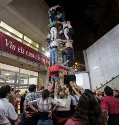 Assajos dels castellers de Barcelona poc abans de la Mercè de l'any passat.