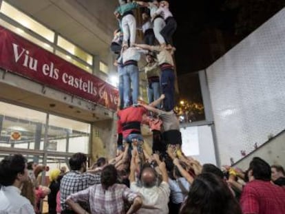 Assajos dels castellers de Barcelona poc abans de la Mercè de l'any passat.