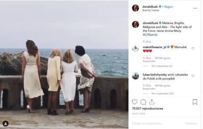 El comentario de Donald Tusk en Instagram sobre cuatro primeras damas: “El lado ligero de la Fuerza”.