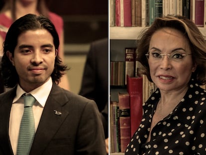 El exdiputado René Fujiwara y su abuela, Elba Esther Gordillo.