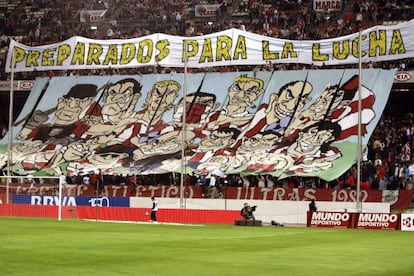 Una imagen del fondo donde se ubican los ultras del Frente Atlético, el pasado 21 de octubre