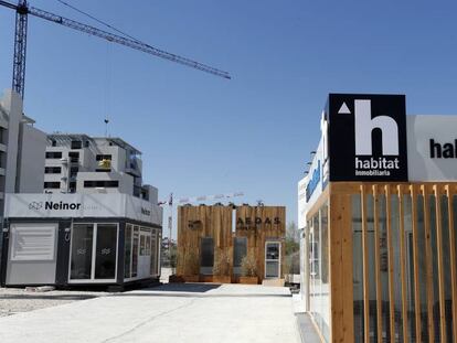 Casetas de venta de viviendas de Neinor, Aedas y Habitat en El Cañaveral.