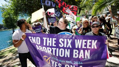 Protest against the six-week abortion rule on April 13 in Orlando, Florida.