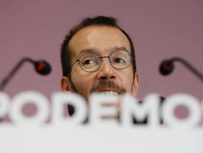 Pablo Echenique, este lunes tras la ejecutiva de Podemos.
