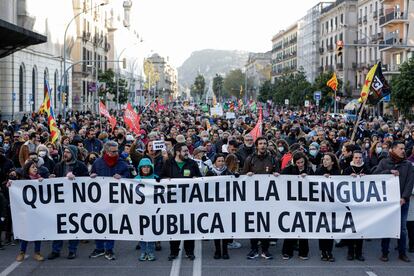Manifestación a favor de la inmersión lingüística en Cataluña.