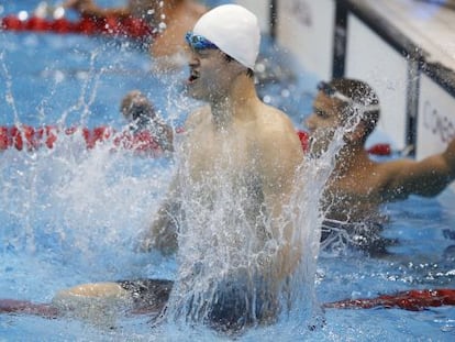 Sun Yang, tras batir el r&eacute;cord de 1.500m libre.