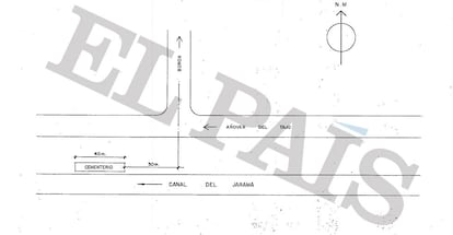 Esquema de localización del enteramiento número 4 elaborado por los técnicos de la JEN en los años setenta.