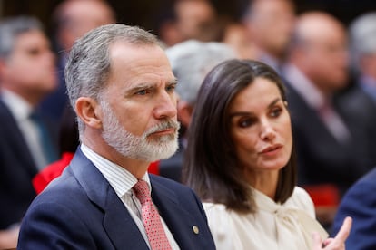 Felipe VI y la reina Letizia, en el acto de entrega de los Premios Nacionales del Deporte el pasado 4 de abril en Madrid.