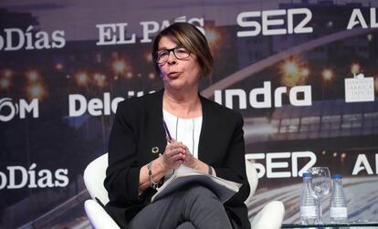 Inés Sabanés, responsable del área de Medio Ambiente y Movilidad del Ayuntamiento de Madrid, hoy en el Observatorio de infraestructuras para la movilidad en Madrid.