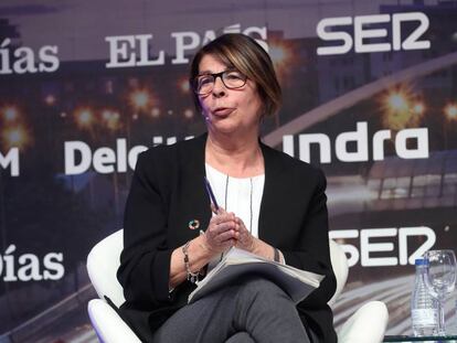 Inés Sabanés, responsable del área de Medio Ambiente y Movilidad del Ayuntamiento de Madrid, hoy en el Observatorio de infraestructuras para la movilidad en Madrid.