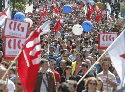 Manifestación central de la Confederación Intersindical Galega (CIG), ayer en Vigo.