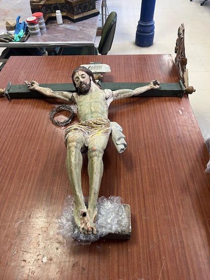 Cristo crucificado del retablo de la iglesia de Marmellar del que se habla en el minuto 8:28 del 'podcast'.