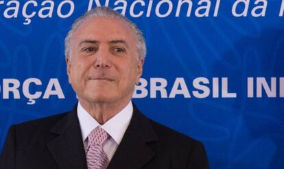  Michel Temer, em evento com empres&aacute;rios. 