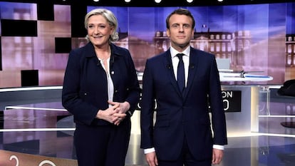 Marie Le Pen y Emmanuel Macron