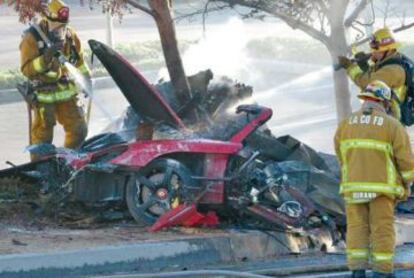 El coche accidentado donde viajaba Paul Walker.