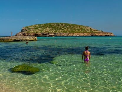 Aguas transparentes en Cala Conta, Ibiza.