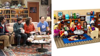 Muchas de las escenas icónicas de la serie ocurrieron en el salón del apartamento de Sheldon y Leonard. A la derecha, los bloques y muñecos de Lego que inmortalizan a los protagonistas y al característico espacio.