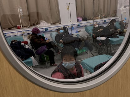 Pacientes de covid, el miércoles en una sala de un hospital de Tianjin.