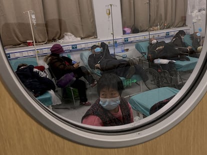Pacientes de covid, el miércoles en una sala de un hospital de Tianjin.