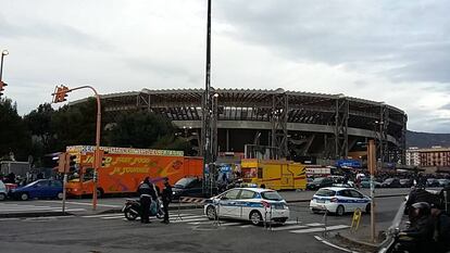 El estadio San Paolo, horas antes del partido entre el N&aacute;poles y el Real Madrid.